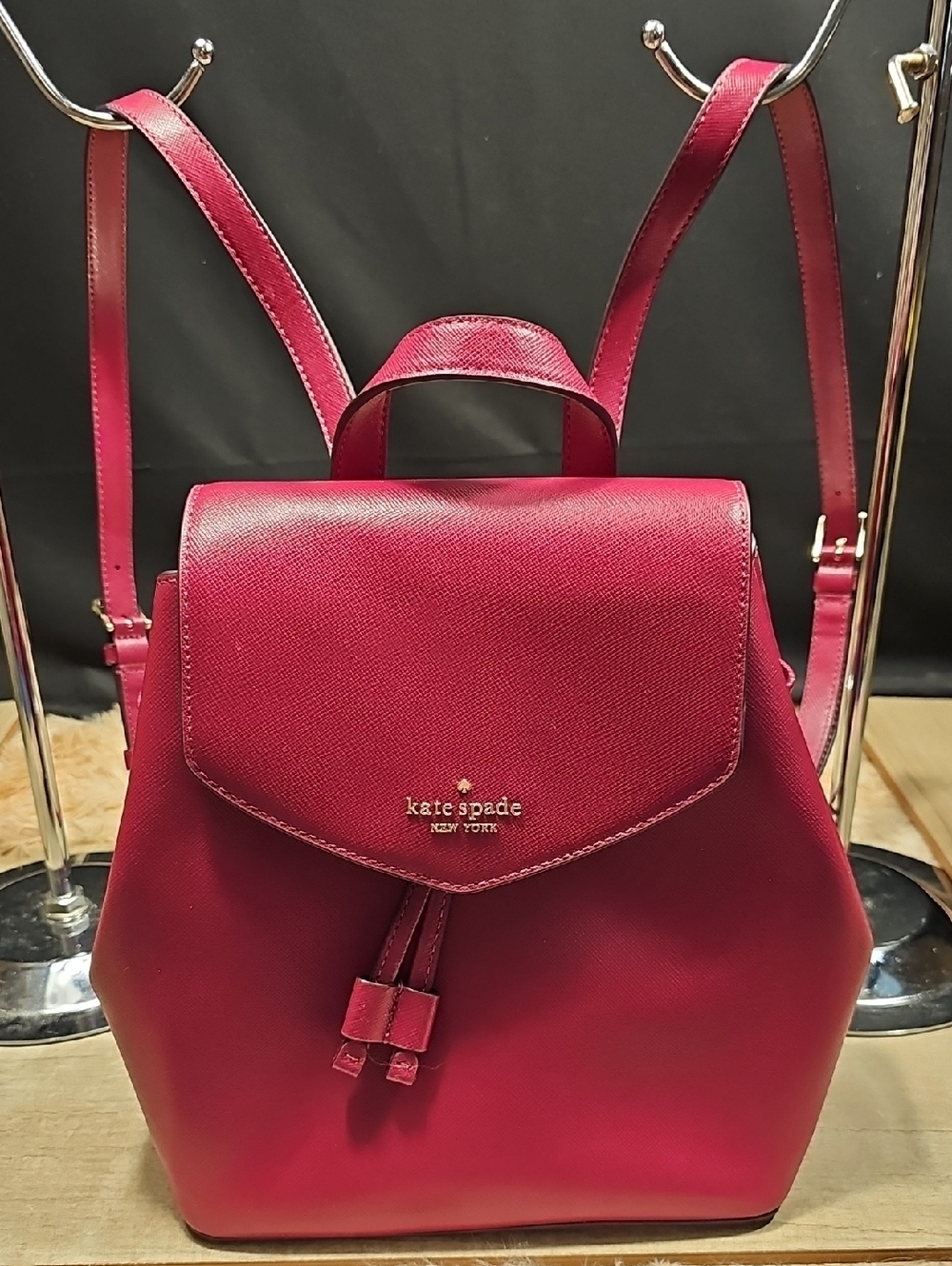 kate spade red-pink Saffiano Leather Backpack